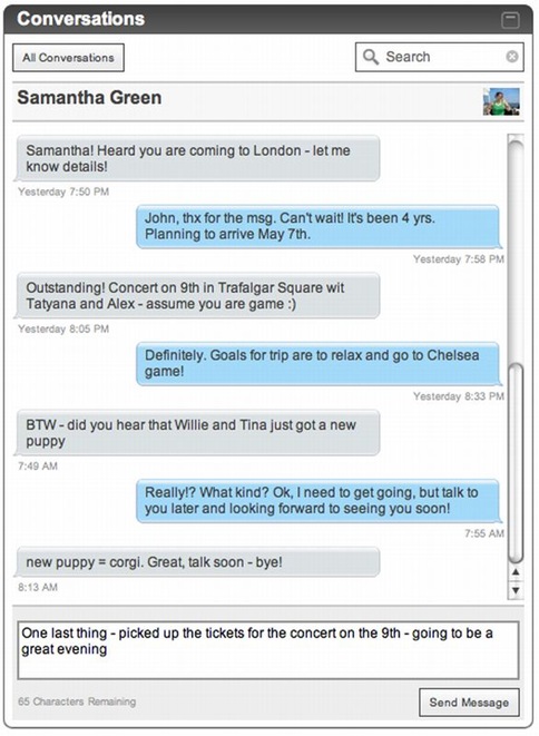 Dashwire Threaded SMS - wide screen 2