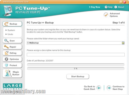 Screenshot - backup tool (by Large Software)