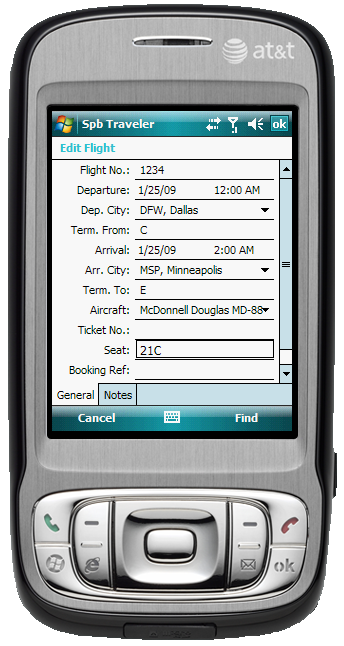 Figure 11: Entering in Flight information into Traveler