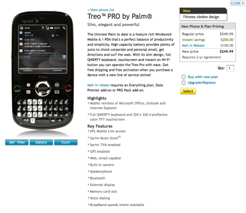Gear Diary Sprint site now live with Treo PRO by Palm photo