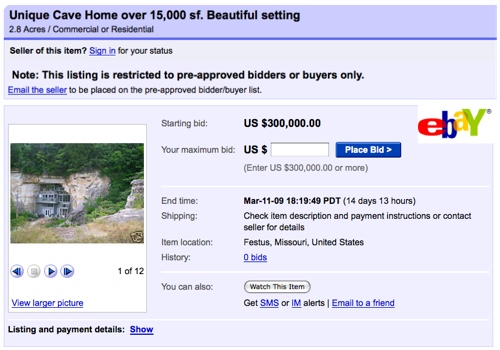 cave home ebay.jpg 17000 square foot home. cave home ebay.jpg