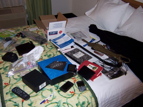 bed-full-of-gadgets