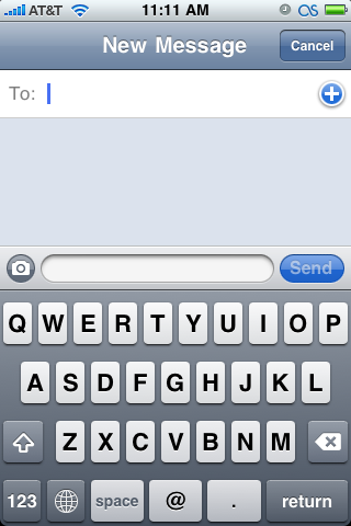 New Message window with camera icon