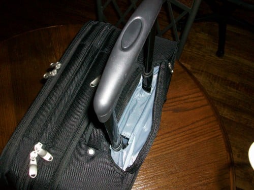 Handle of the Skooba Checkthrough Roller Bag