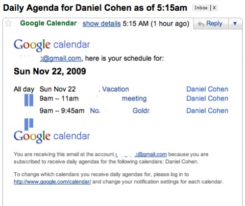 Daily Agenda for Daniel Cohen as of 5_15am 