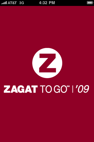 Figure 0 - The ZAGAT To Go 09 for iPhone splashscreen