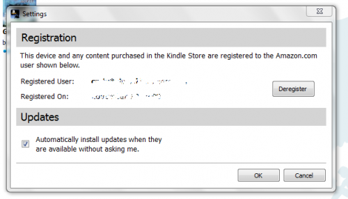 Kindle for PC settings