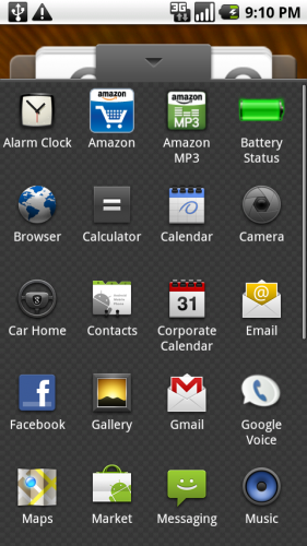 Motorola Droid app screen