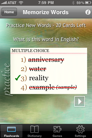 Review: Memorize Words for Spanish for iPhone