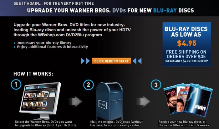 WB Offers DVD for Blu-Ray Movie Trades for as Low as $4.95 Per Movie!