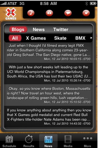 X Games 16 Mobile App for iPhone/Touch Review