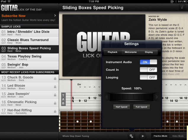 Guitar World Lick of the Day for iPhone/Touch/iPad Review