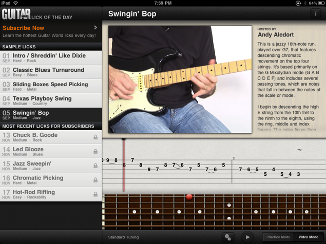 Guitar World Lick of the Day for iPhone/Touch/iPad Review