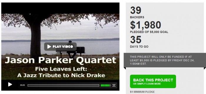 Music Diary Notes: Help Jason Parker Realize His Nick Drake Tribute Project