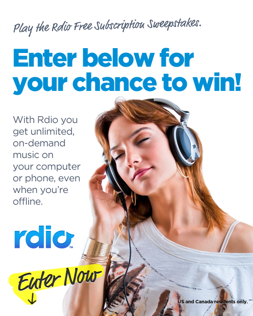 Rdio Free Year Sweepstakes