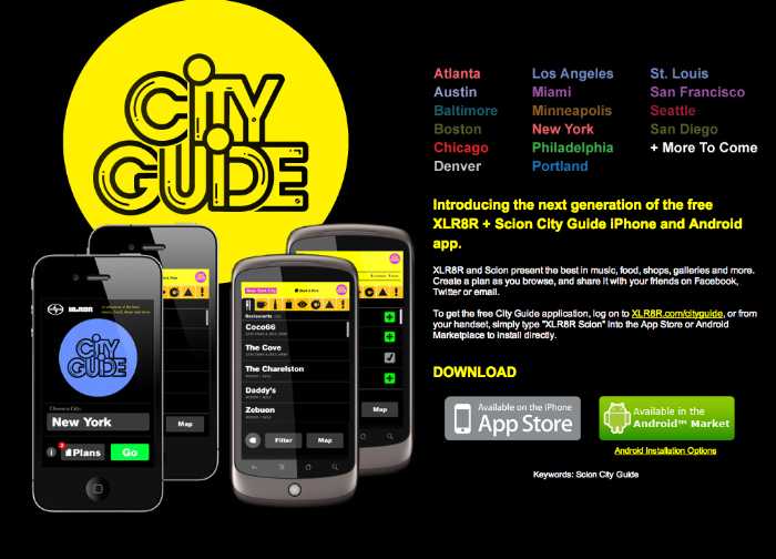 Scion and XLR8R Update City Guide App