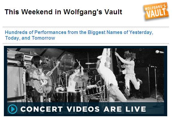 Music Diary Notes: Wolfgang's Vault Now Offers Videos!