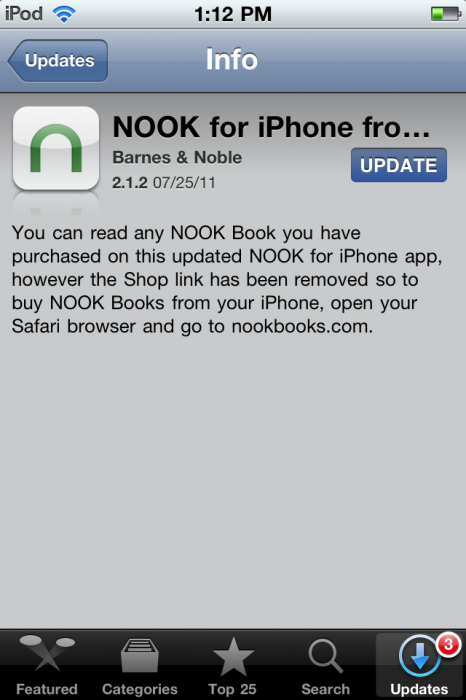 And ... the Nook App Update Removes Store Links from iOS