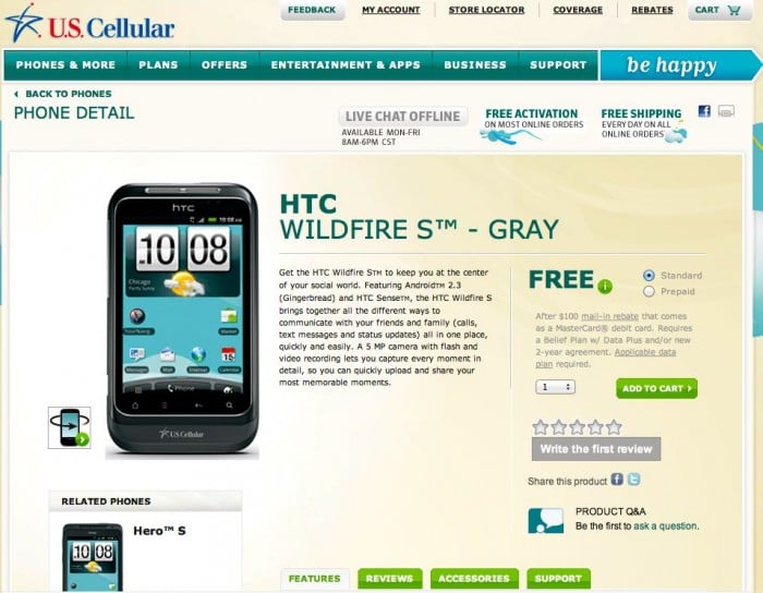 HTC Wildfire S Lands on US Cellular for FREE (With Contract)
