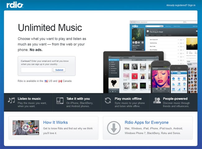 Music Diary Notes: Rdio Launches Ad-Free On-Demand Service! [Update]