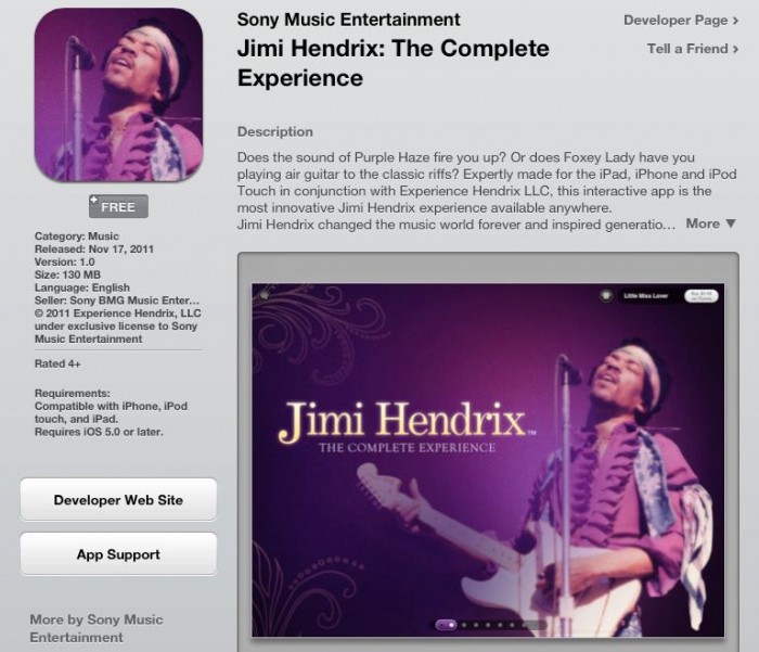 Gear Diary Music Diary Notes: Jimi Hendrix Experience Now on iPhone and iPad! photo