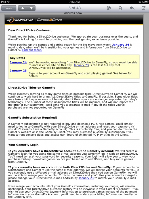 Direct2Drive Final Warning