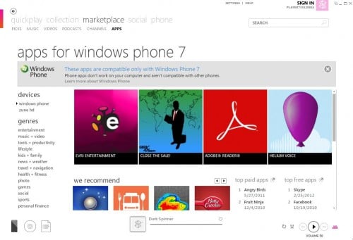 No More Windows Phone App Shopping from Zune PC Suite