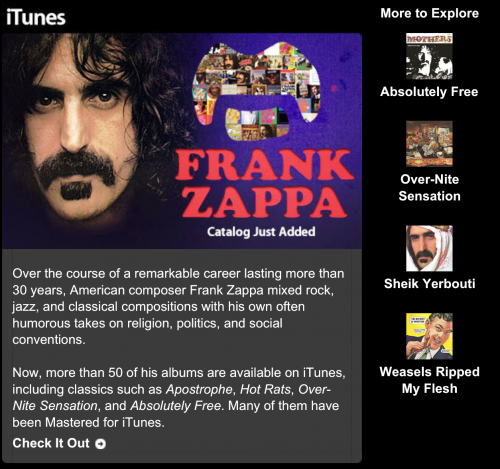 Frank Zappa Now on iTunes, and Coming Soon to Streaming Services!