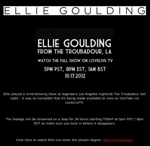Watch Ellie Goulding 'Live' Streaming Concert on a 24-Hour Loop!
